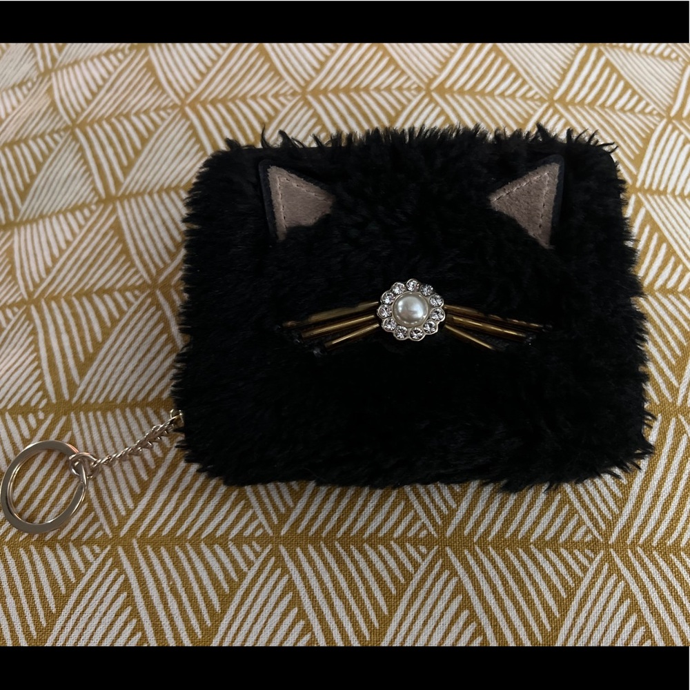 Kate Spade Brighton Lane Black Furry Cat Dani Wallet